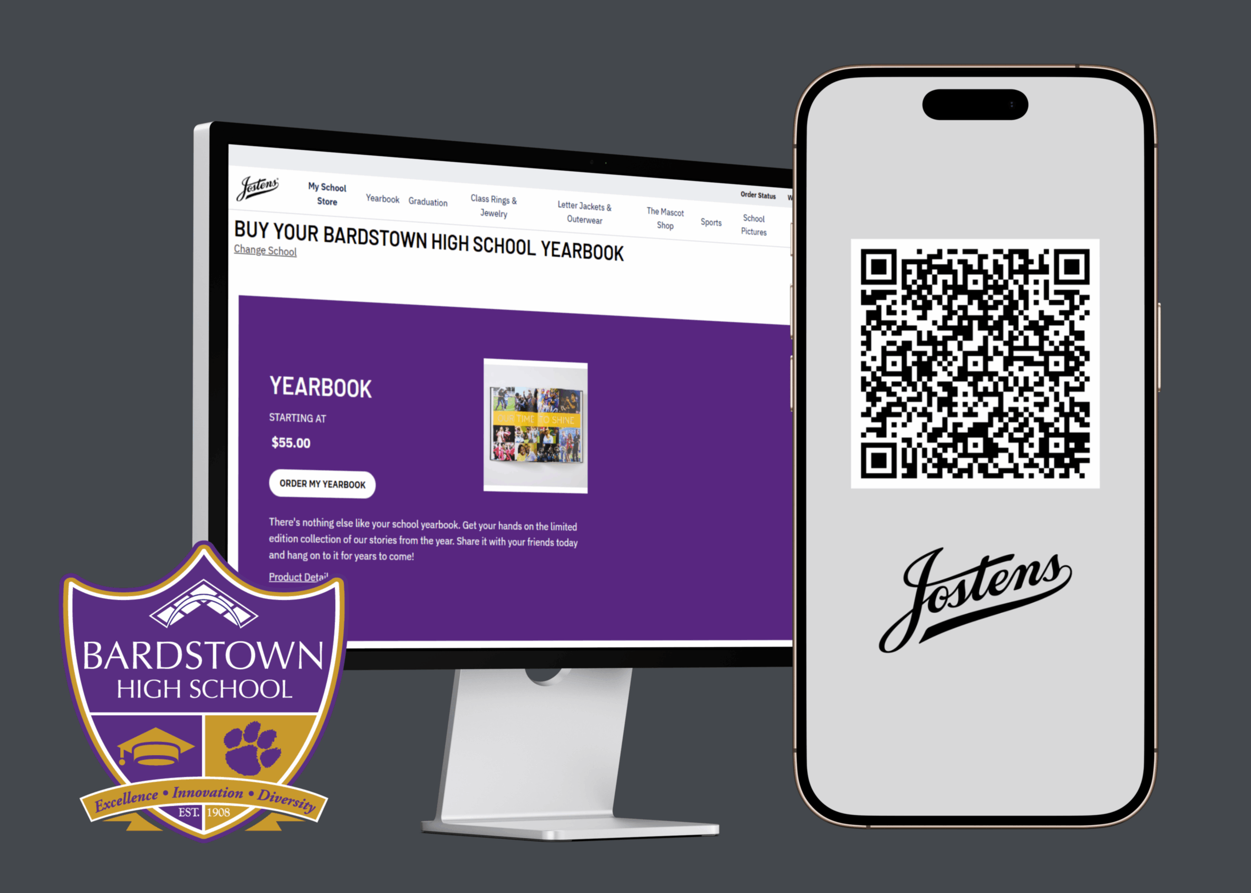 Yearbook order graphic with QR code