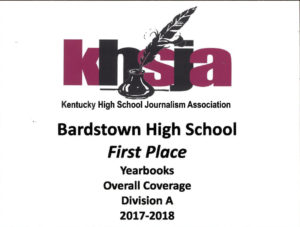 KHSJA 2018 1st Place Overall Design Coverage A plaque