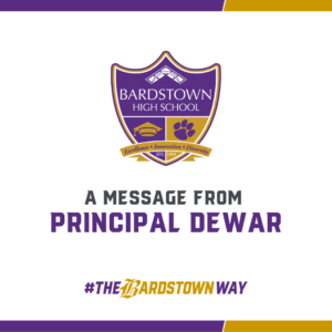 Graphic that reads "A Message from Principal Dewar"