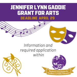 Graphic announcing applications are now being accepted for the Jenny Gaddie Grant for Arts Education