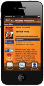 Teen Book Finder App on phone / decorative